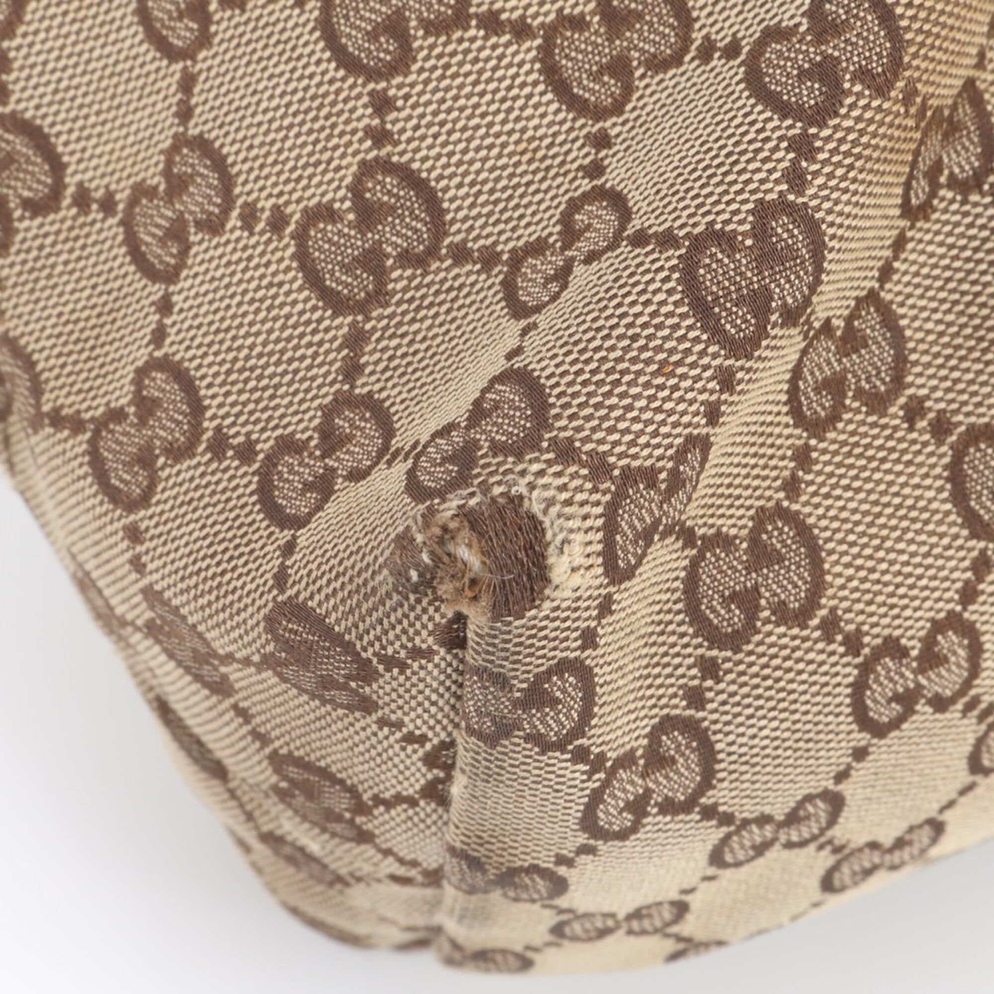 Gucci Brown Leather Canvas Handbag Shoulder Bag Tote Bag (Pre-Owned)