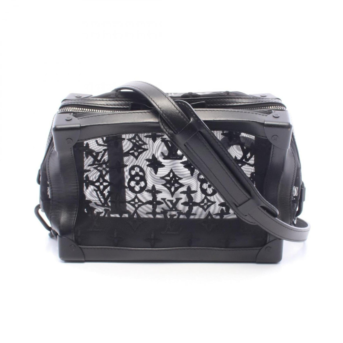 Louis Vuitton Black Mesh Leather Handbag Shoulder Bag (Pre-Owned)