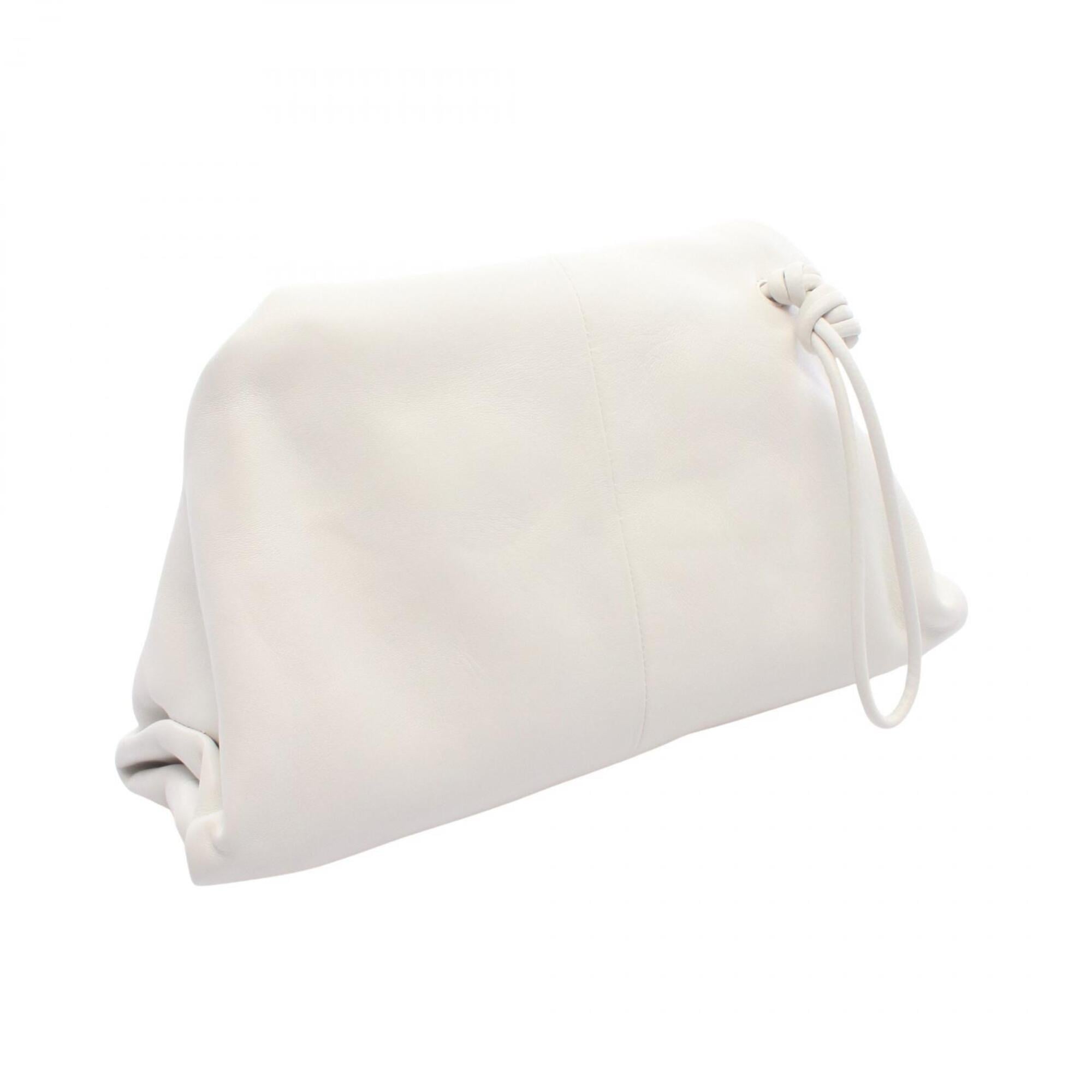 Bottega Veneta White Leather Clutch Bag Handbag (Pre-Owned)