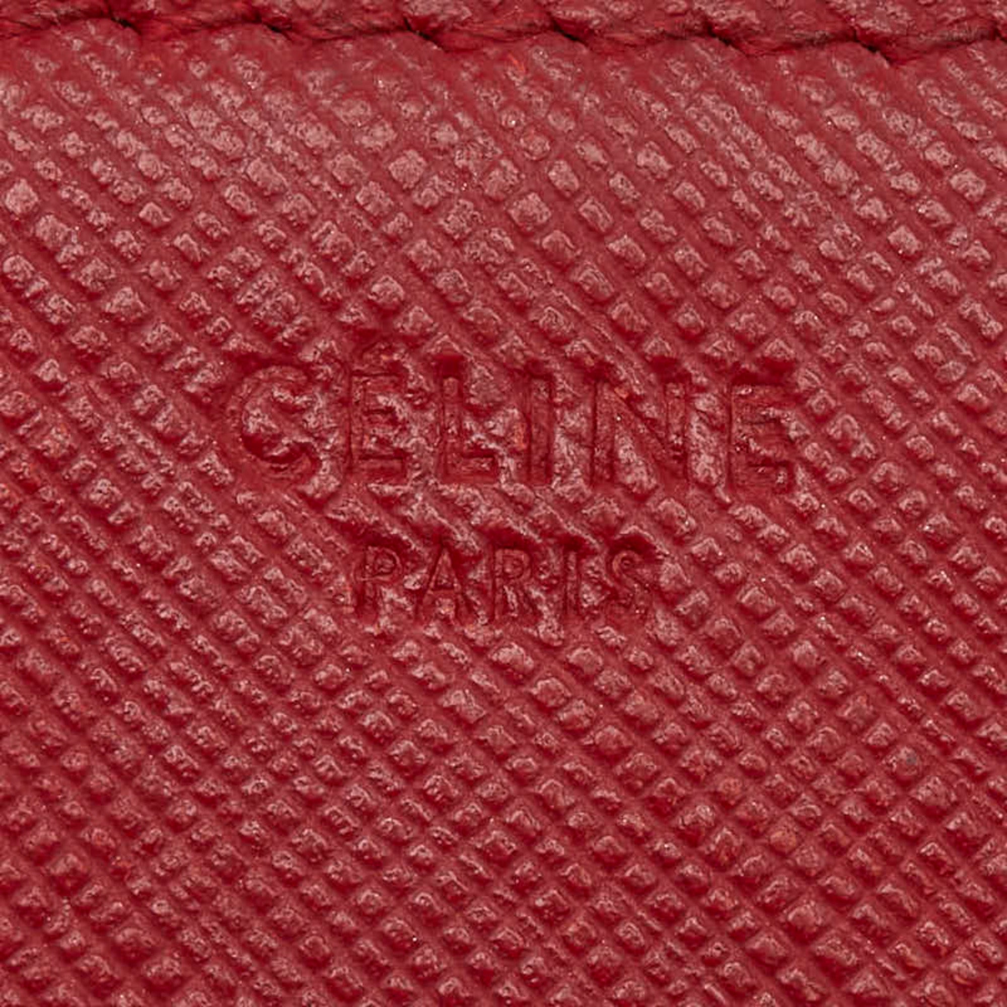 Celine Red Color Leather Long Wallet (Bi-Fold) (Pre-Owned)