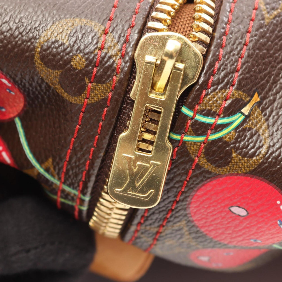 Louis Vuitton Brown Monogram Cherry Red Color Coated Canvas Leather Boston Bag Handbag (Pre-Owned)