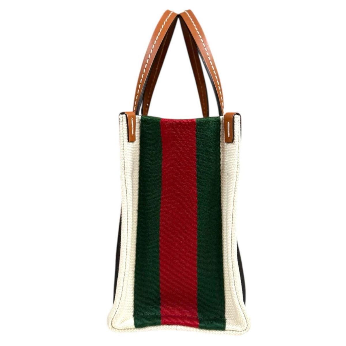 Gucci Navy Red Color White Canvas Shoulder Bag (Pre-Owned)