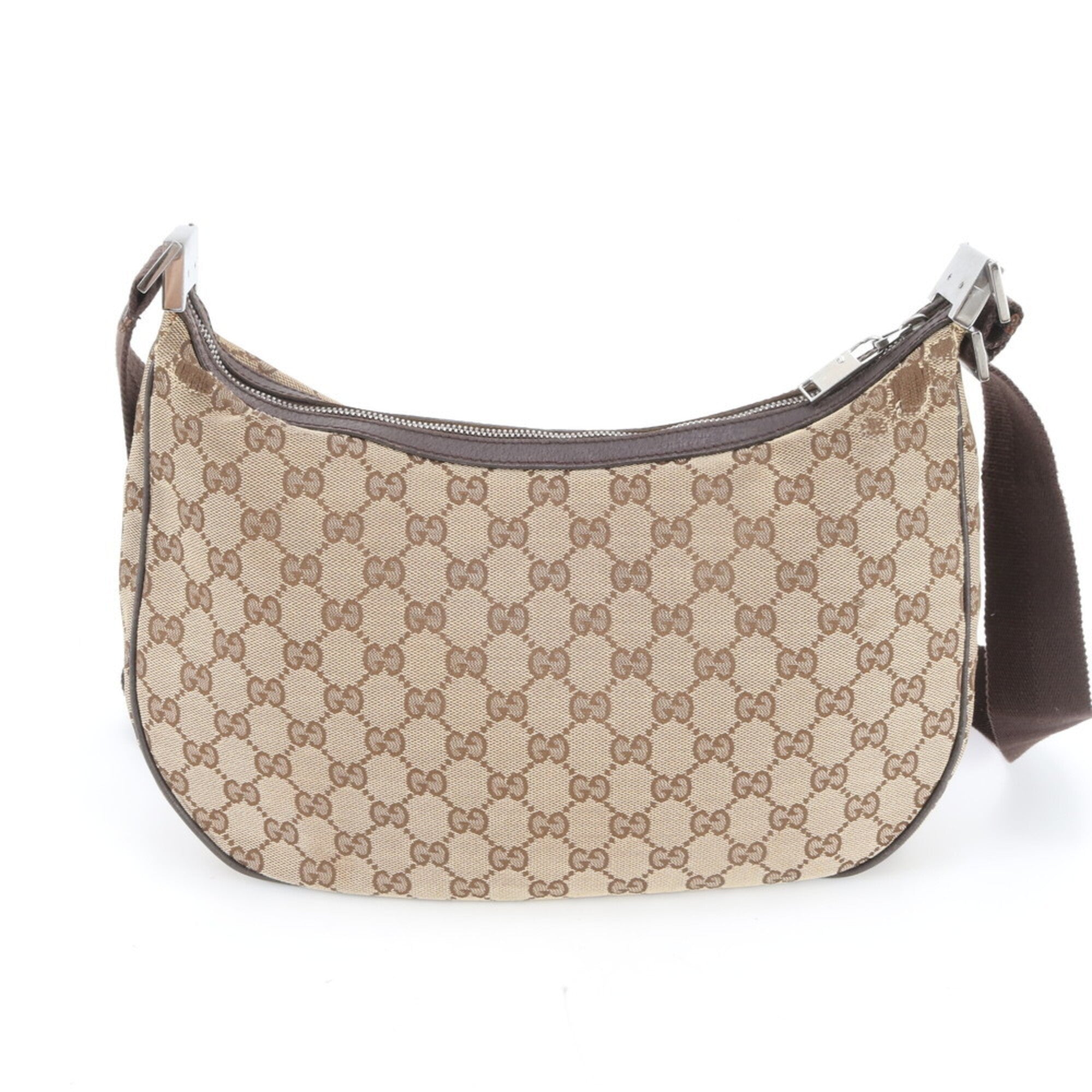 Gucci Beige Brown Canvas Leather Handbag Shoulder Bag Tote Bag (Pre-Owned)