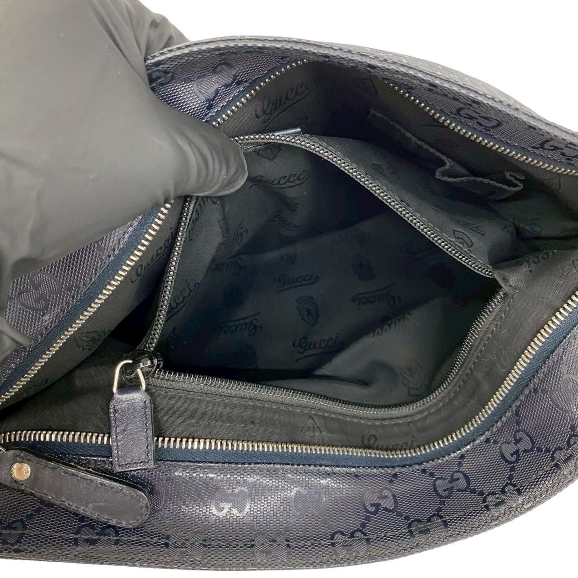 Gucci Navy Pvc Leather Shoulder Bag (Pre-Owned)