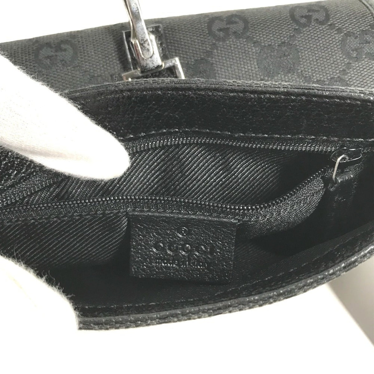 Gucci Black Gg Canvas Leather Fanny Pack (Pre-Owned)