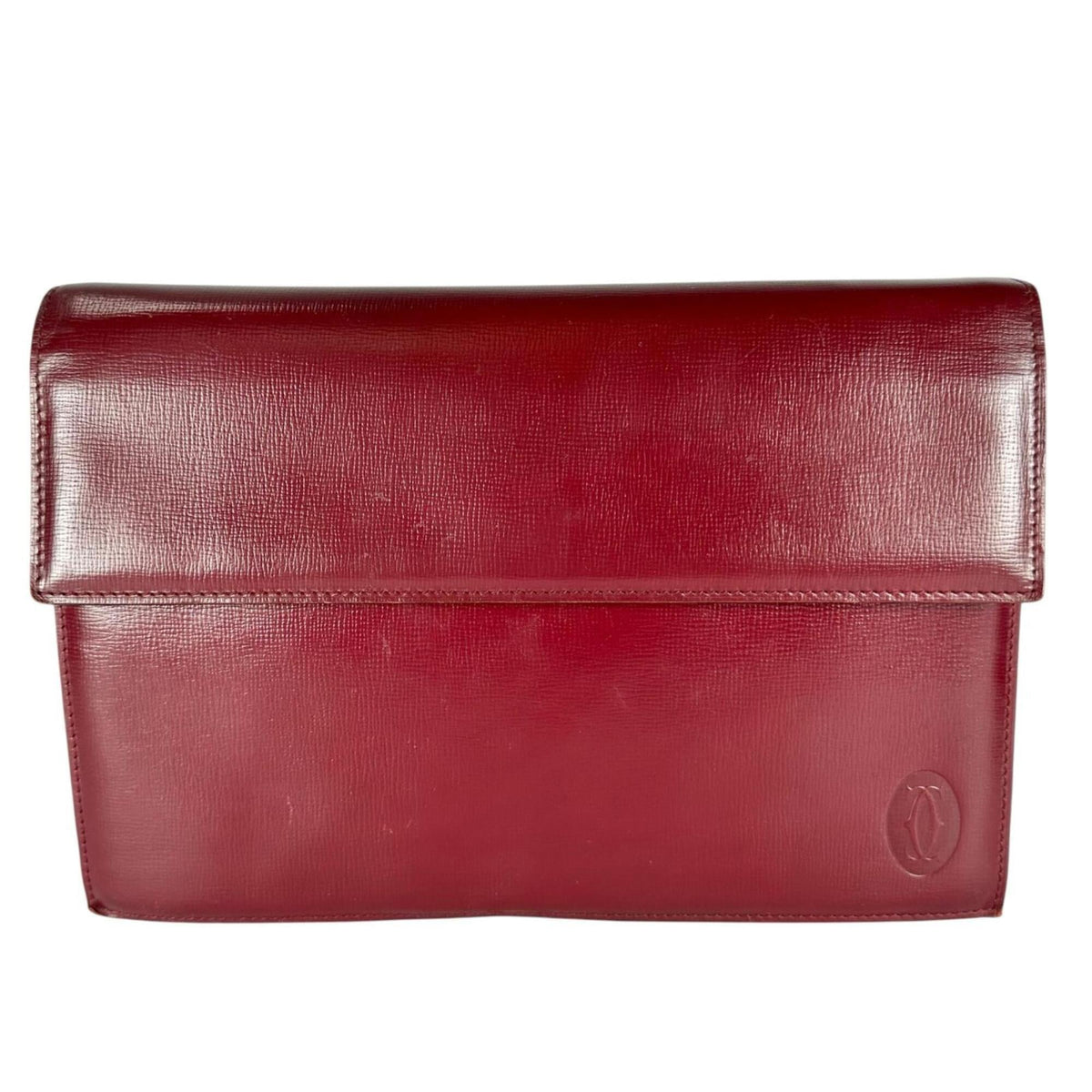 Cartier Bordeaux Leather Clutch Bag (Pre-Owned)