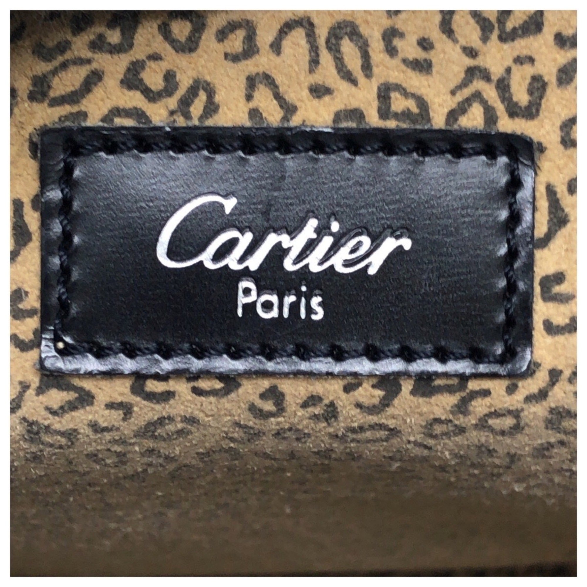 Cartier Black Leather Shoulder Bag Tote Bag (Pre-Owned)