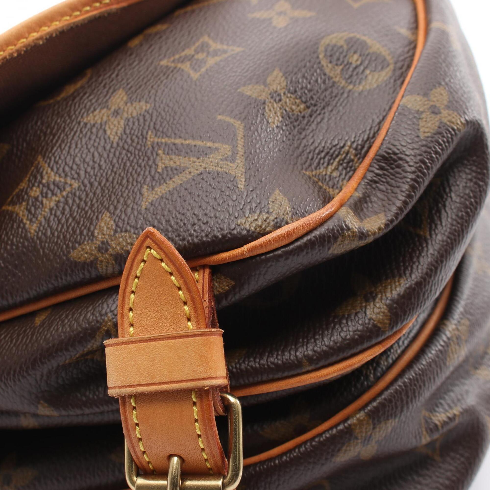 Louis Vuitton Brown Coated Canvas Leather Handbag Shoulder Bag (Pre-Owned)