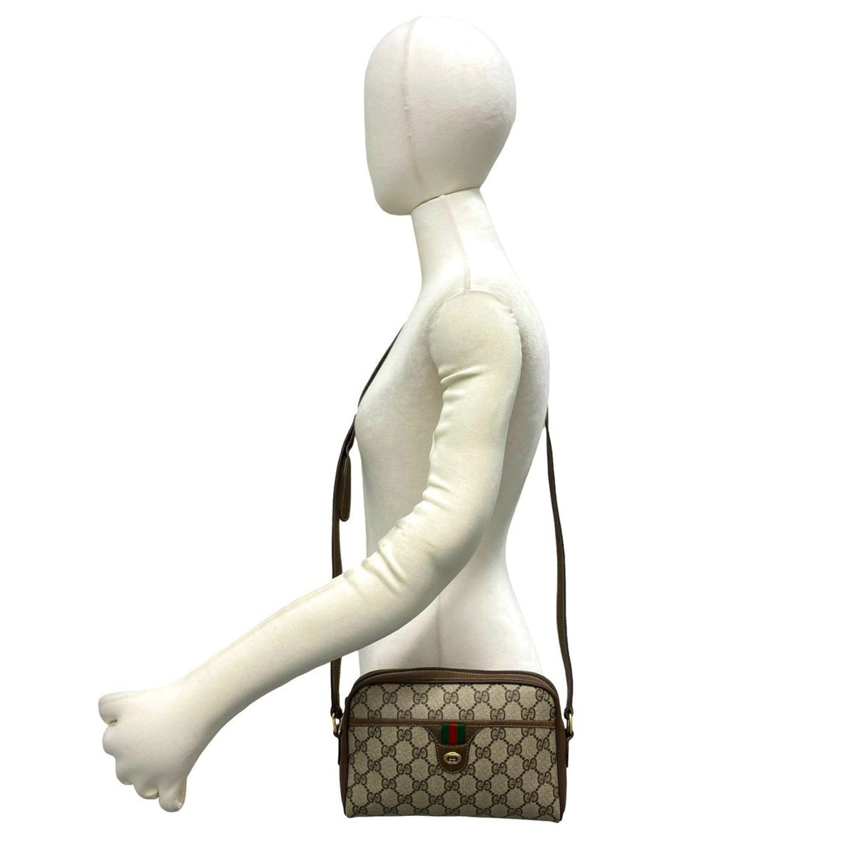 Gucci Brown Green Red Color Leather Pvc Pochette Shoulder Bag (Pre-Owned)