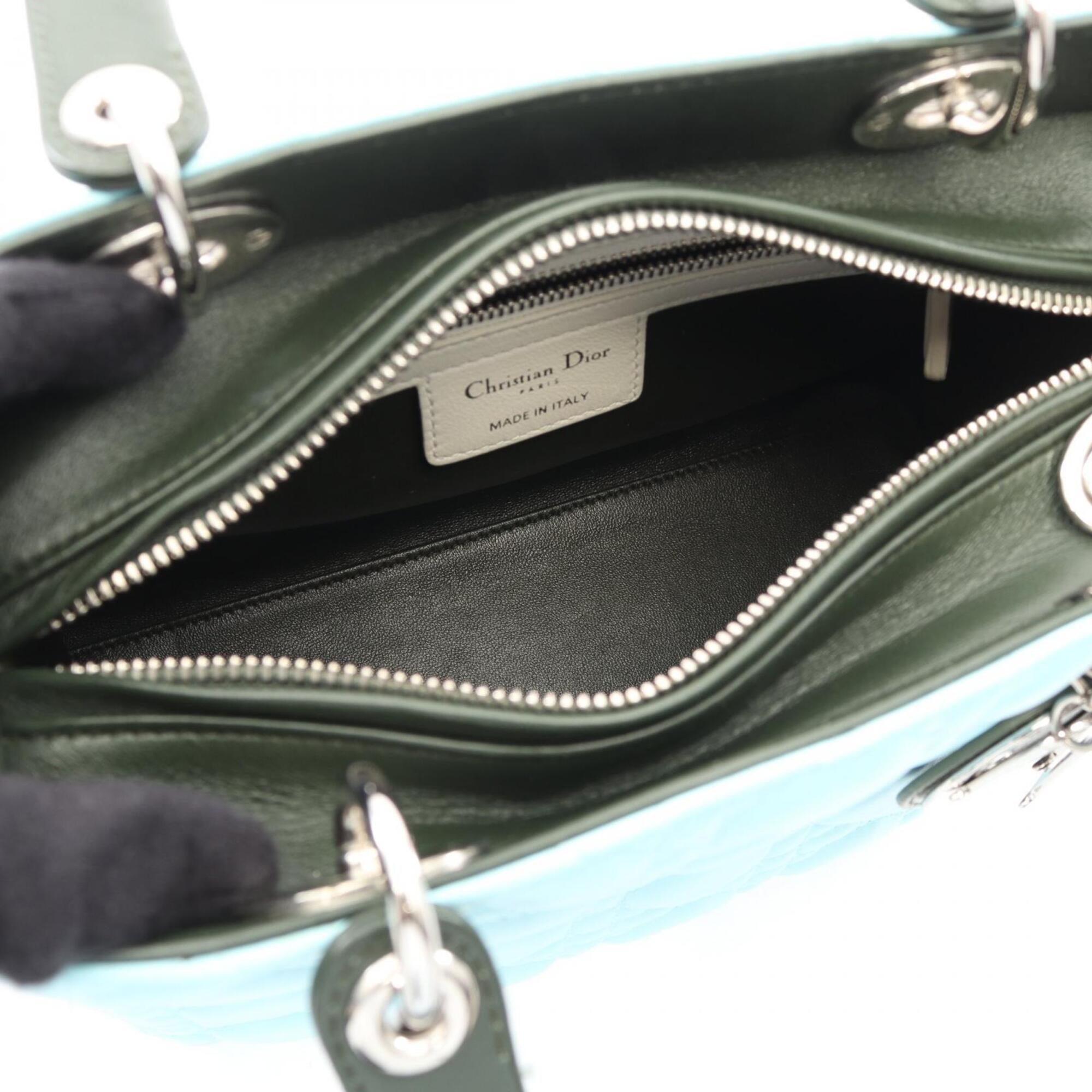 Christian Dior Blue Green White Leather Handbag (Pre-Owned)