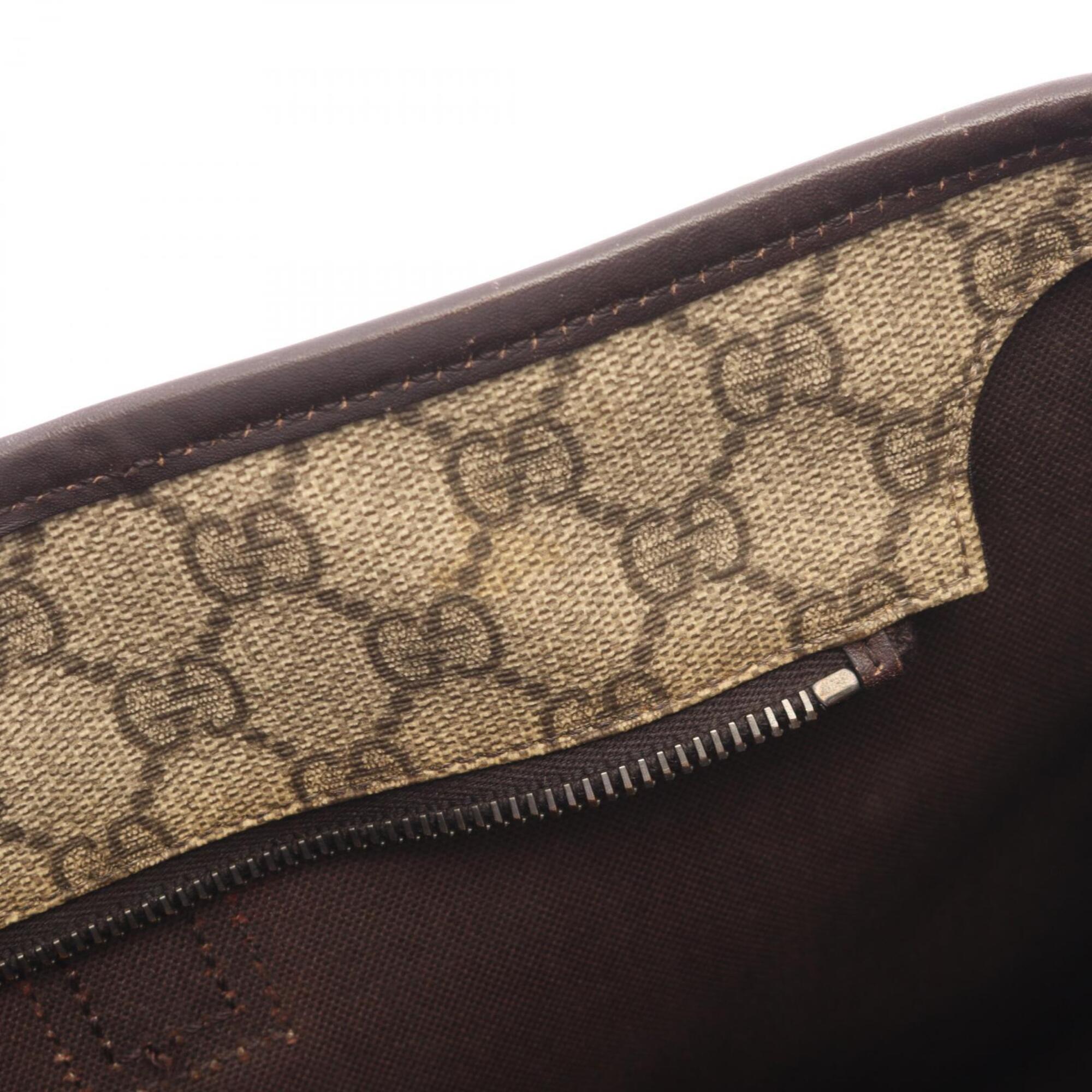 Gucci Beige Brown Pvc Coated Canvas Leather Tote Bag (Pre-Owned)