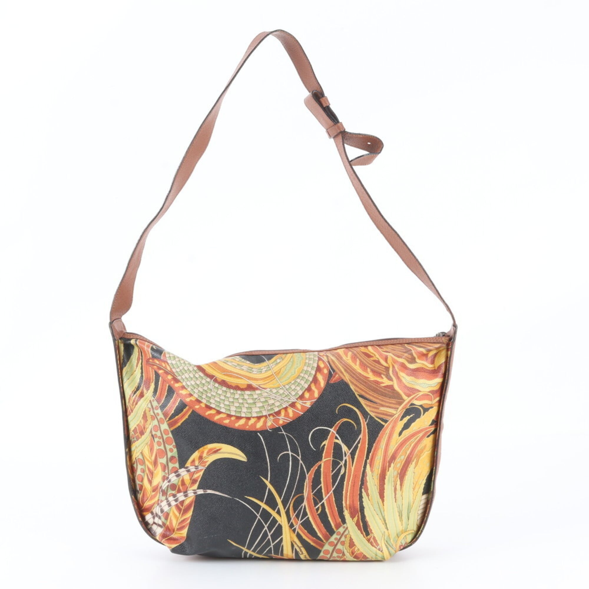 Salvatore Ferragamo Multi-Color Leather Coated Canvas Crossbody Bag Shoulder Bag (Pre-Owned)