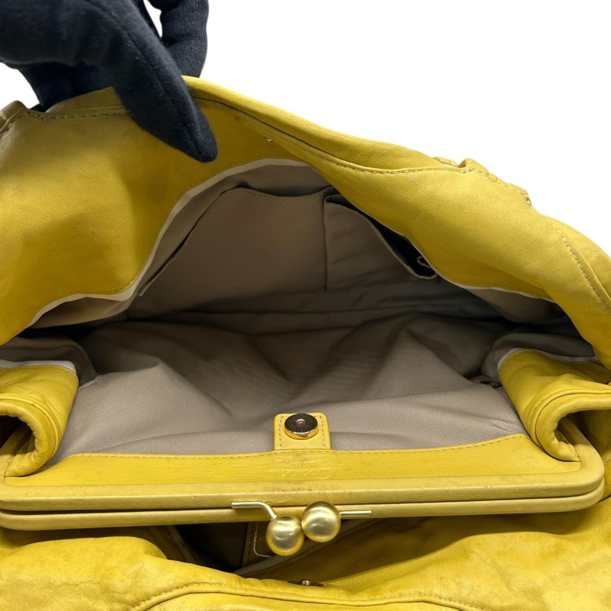 Coach Yellow Leather Handbag Shoulder Bag (Pre-Owned)