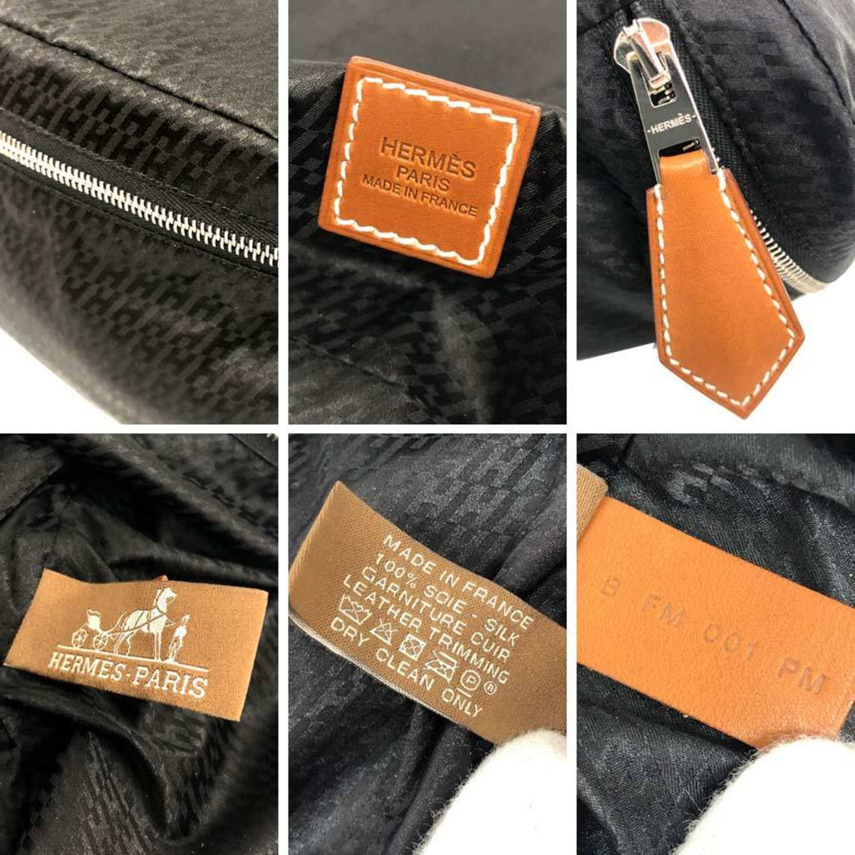 Hermes Black Silk 100% Barenia Leather Pouch (Pre-Owned)