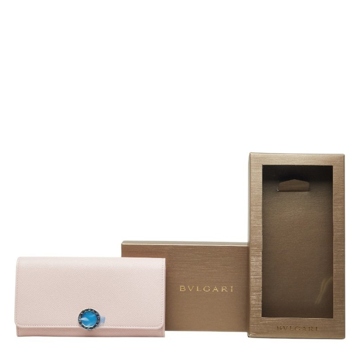 Bvlgari Pink Leather Long Wallet (Bi-Fold) (Pre-Owned)
