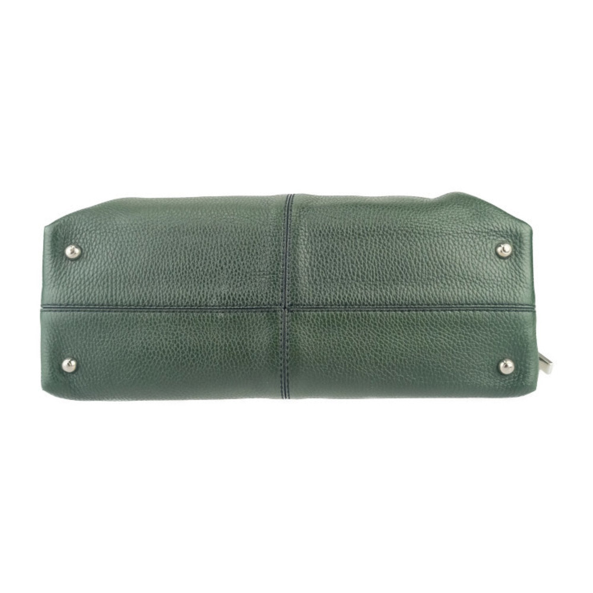 Tod's Green Leather Shoulder Bag Tote Bag (Pre-Owned)