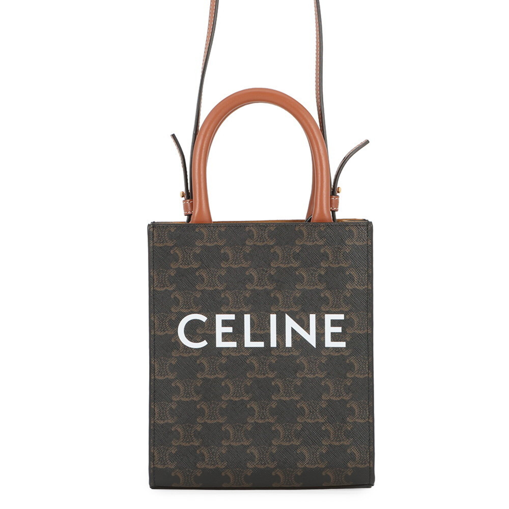 Celine Brown Leather Pvc Handbag Shoulder Bag (Pre-Owned)