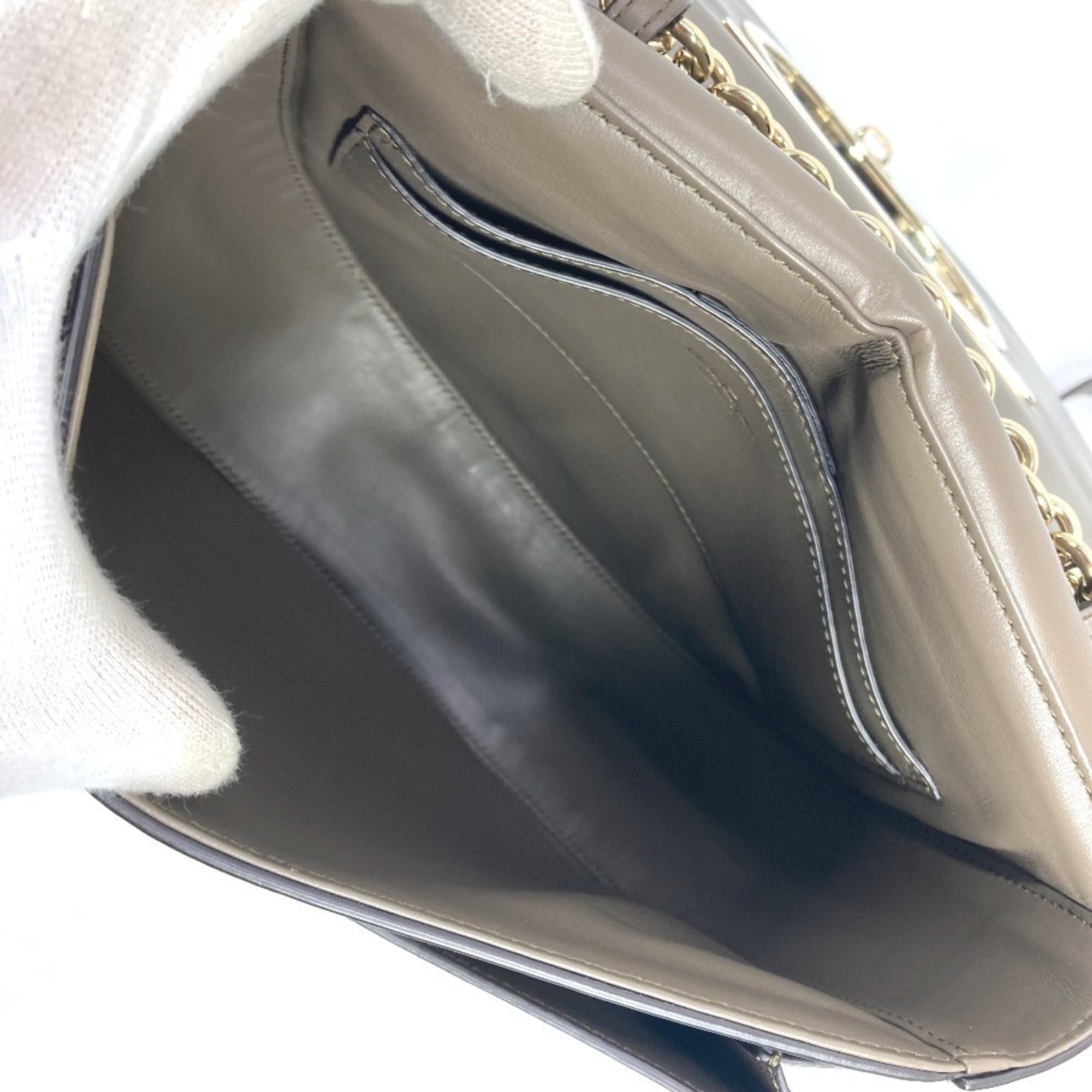 Salvatore Ferragamo Gancini Grayish Leather Clutch Bag Pochette Shoulder Bag (Pre-Owned)