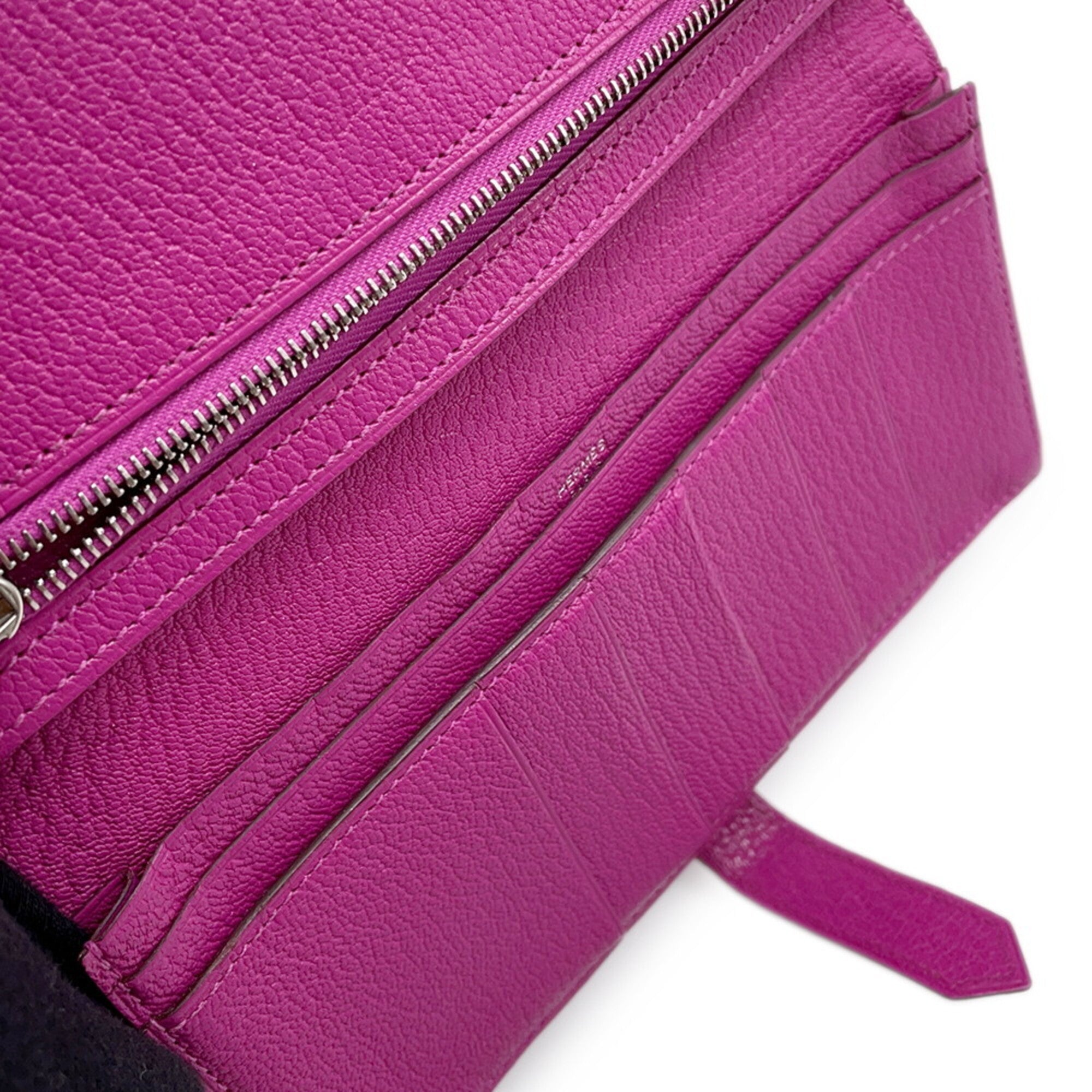 Hermes Pink Chevre Myzore Leather Long Wallet (Bi-Fold) (Pre-Owned)