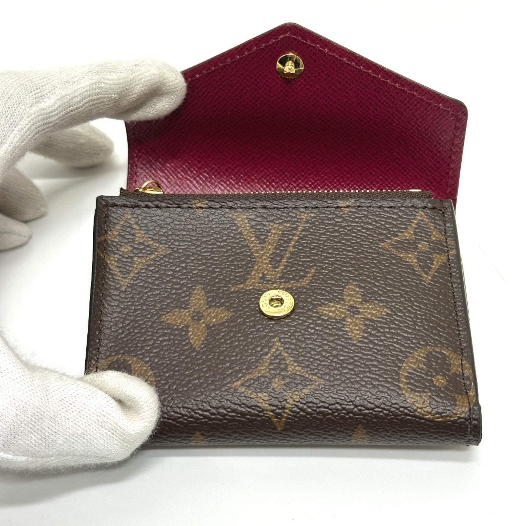 Louis Vuitton Monogram Brown Fuchsia Monogram Wallet (Tri-Fold) (Pre-Owned)