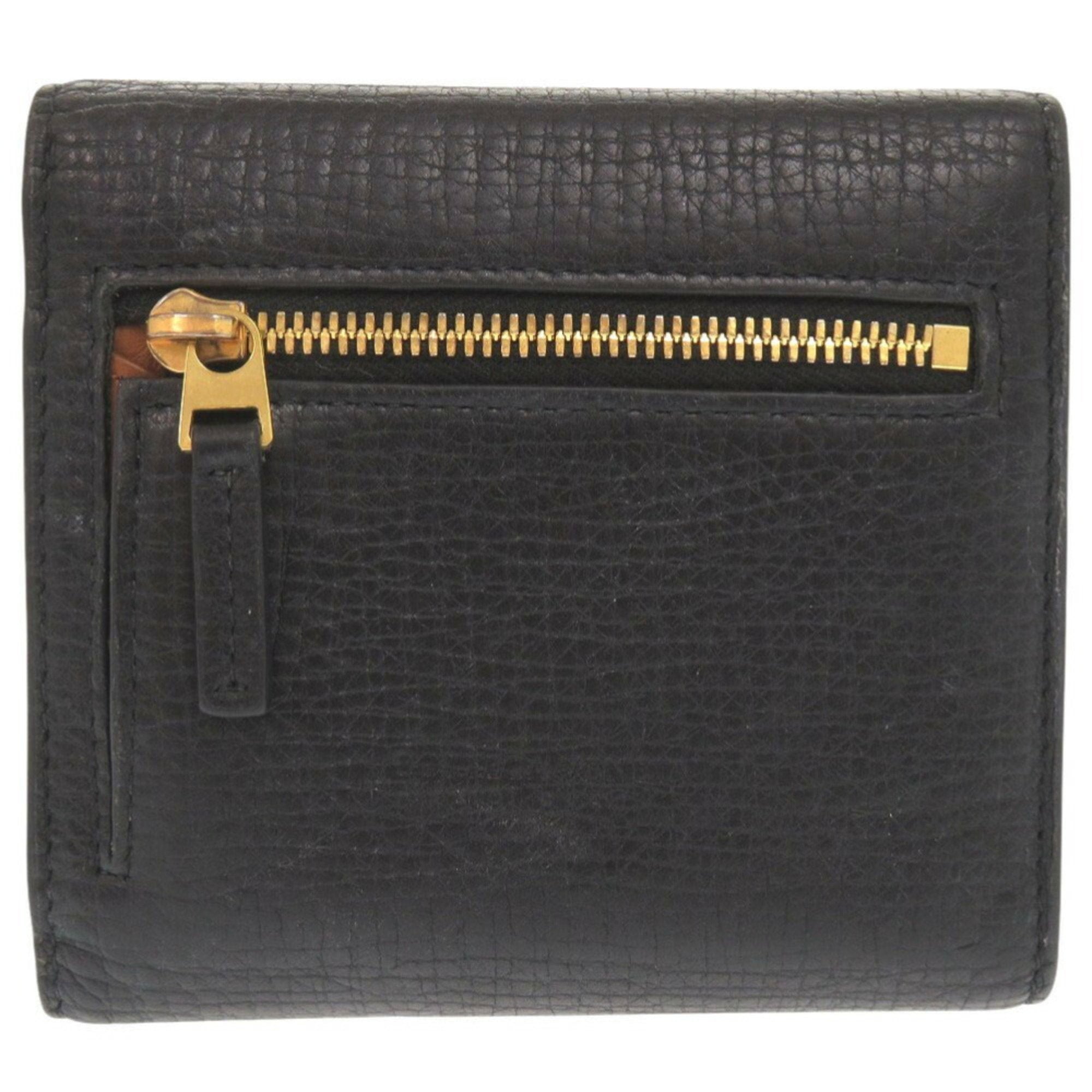 Bottega Veneta Black Leather Wallet (Tri-Fold) (Pre-Owned)
