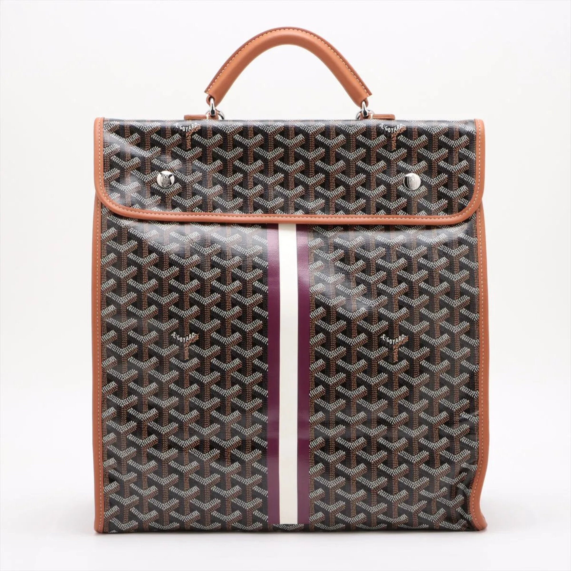 Goyard Brown Leather Coated Canvas Backpack Shoulder Bag (Pre-Owned)