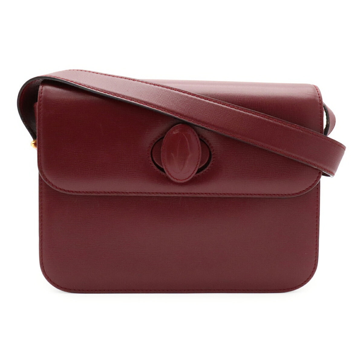 Cartier Bordeaux Red Color Leather Shoulder Bag (Pre-Owned)