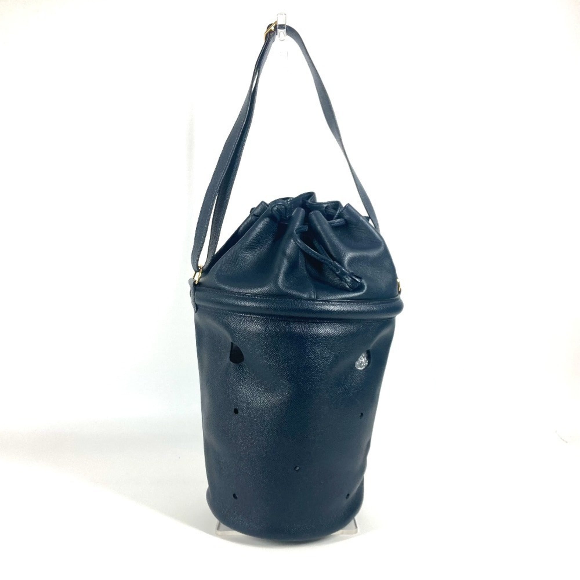 Hermes Navy Leather Shoulder Bag (Pre-Owned)