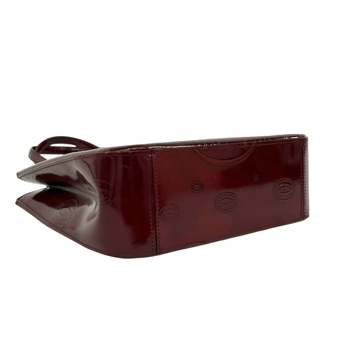 Cartier Wine Red Patent Leather Handbag Tote Bag (Pre-Owned)