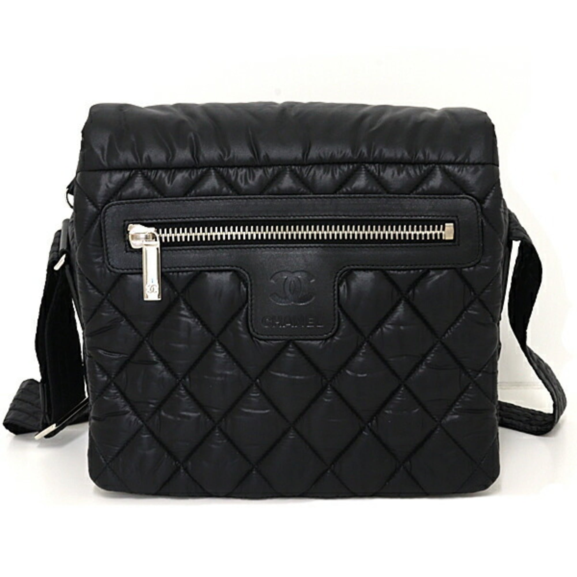 Chanel Coco Cocoon Black Nylon Leather Messenger Bag Shoulder Bag (Pre-Owned)
