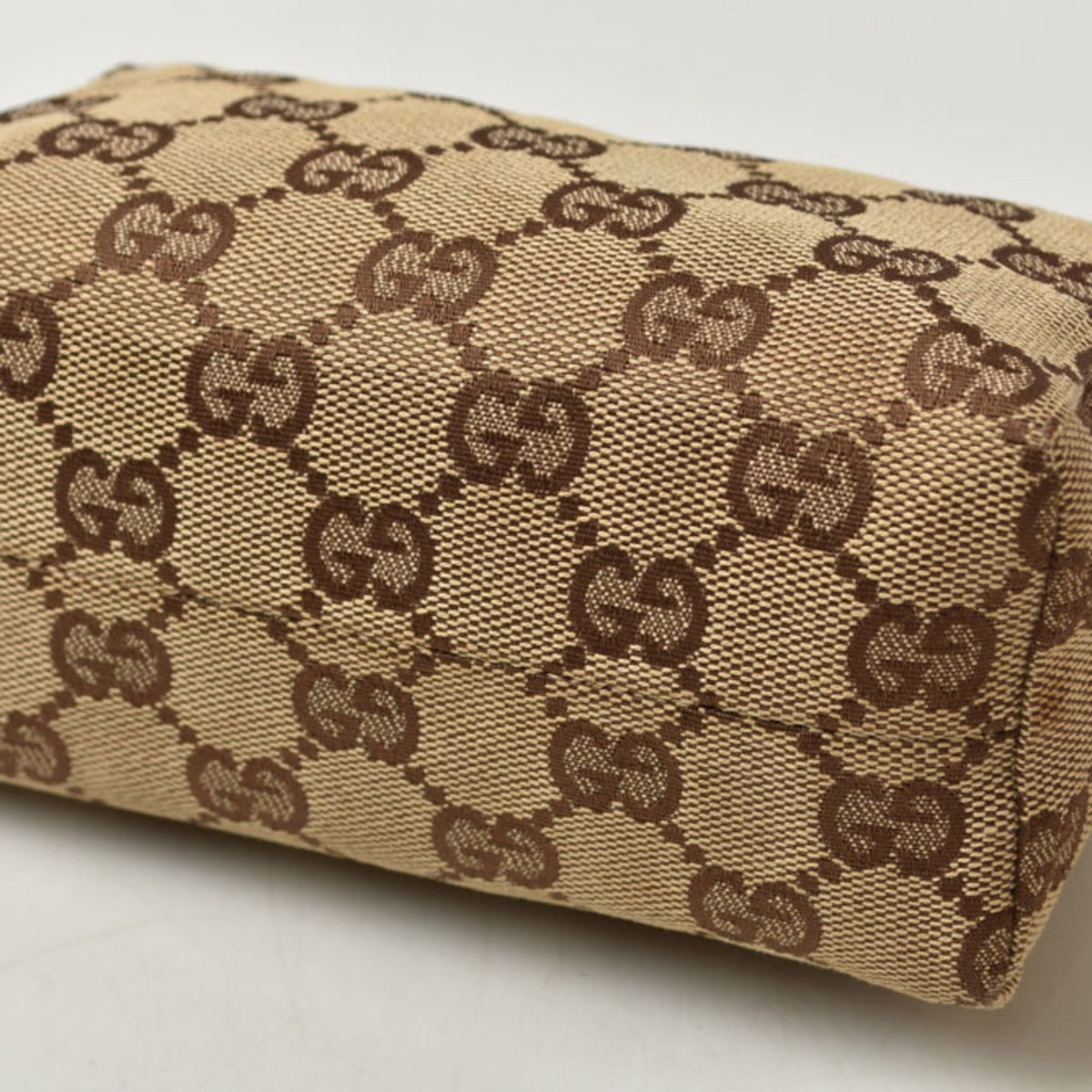 Gucci Beige Brown Gg Canvas Pouch (Pre-Owned)