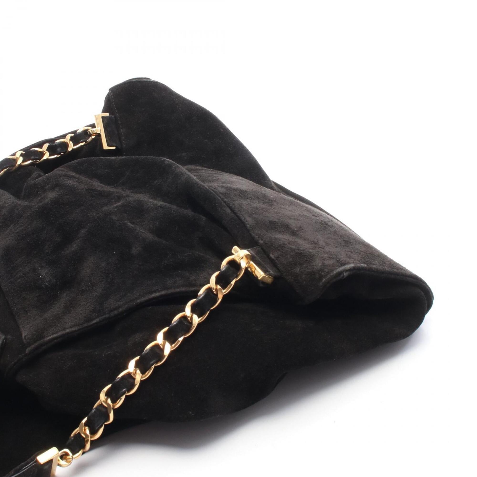 Chanel Black Suede Leather Backpack Handbag (Pre-Owned)