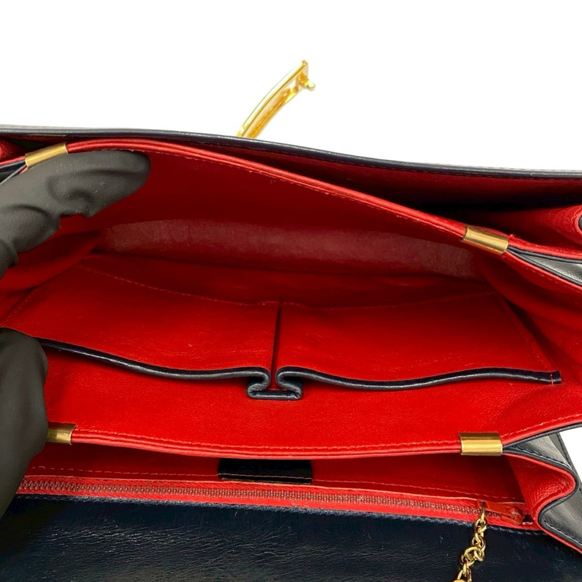 Celine Navy Leather Pochette Shoulder Bag (Pre-Owned)