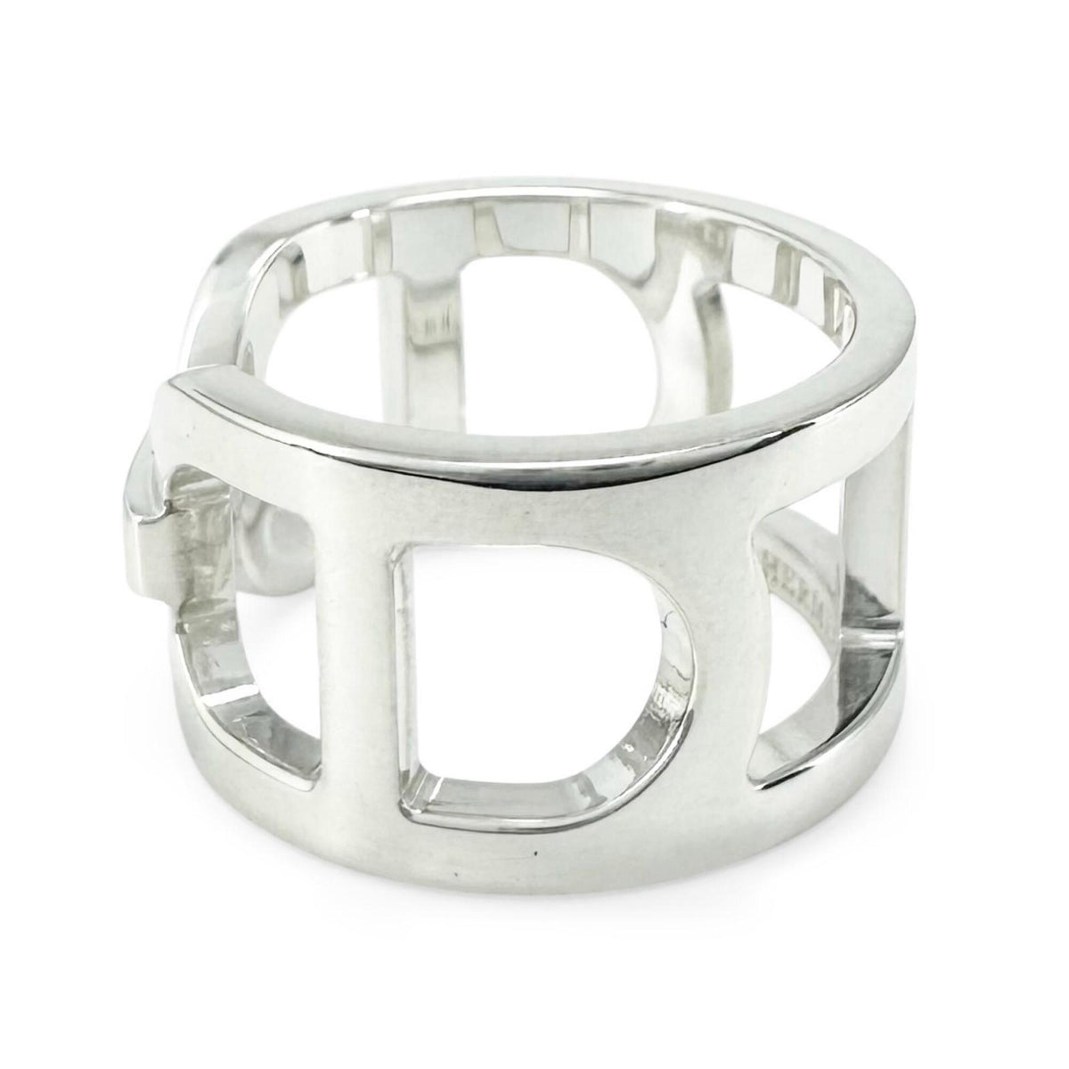 Hermes Silver Silver 925 Band Ring (Pre-Owned)
