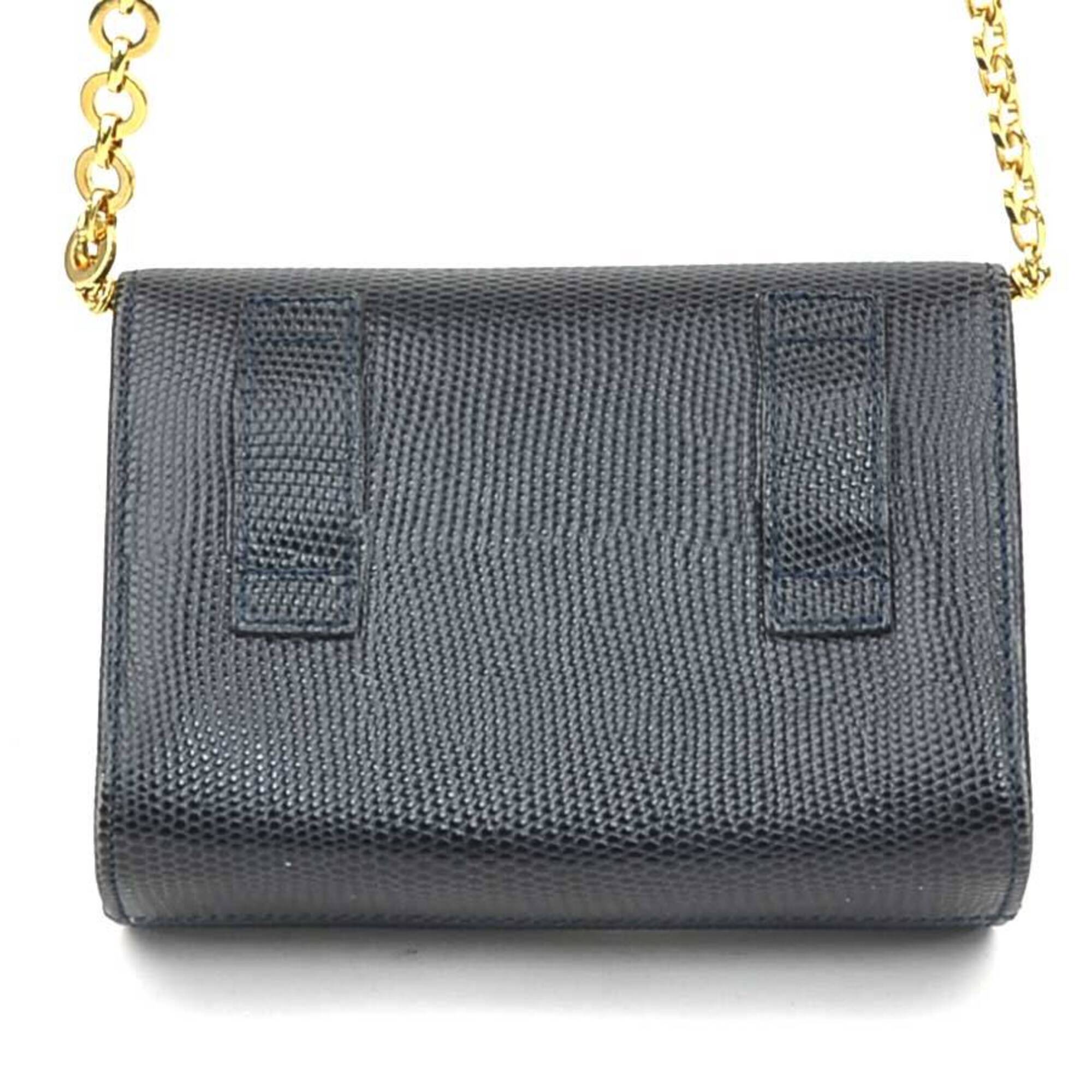 Salvatore Ferragamo Navy Leather Shoulder Bag (Pre-Owned)
