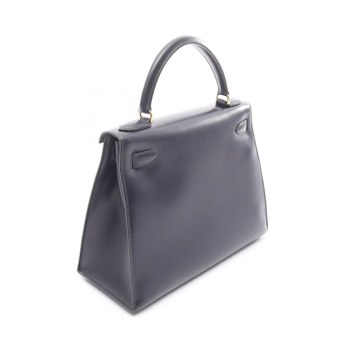 Hermes Blue Indigo Navy Box Calf Leather Handbag (Pre-Owned)