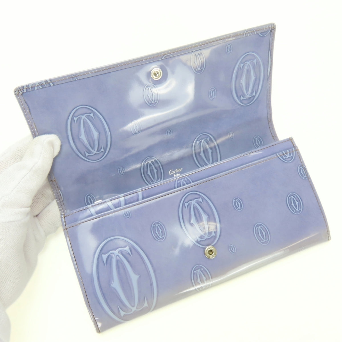 Cartier Purple Leather Long Wallet (Bi-Fold) (Pre-Owned)