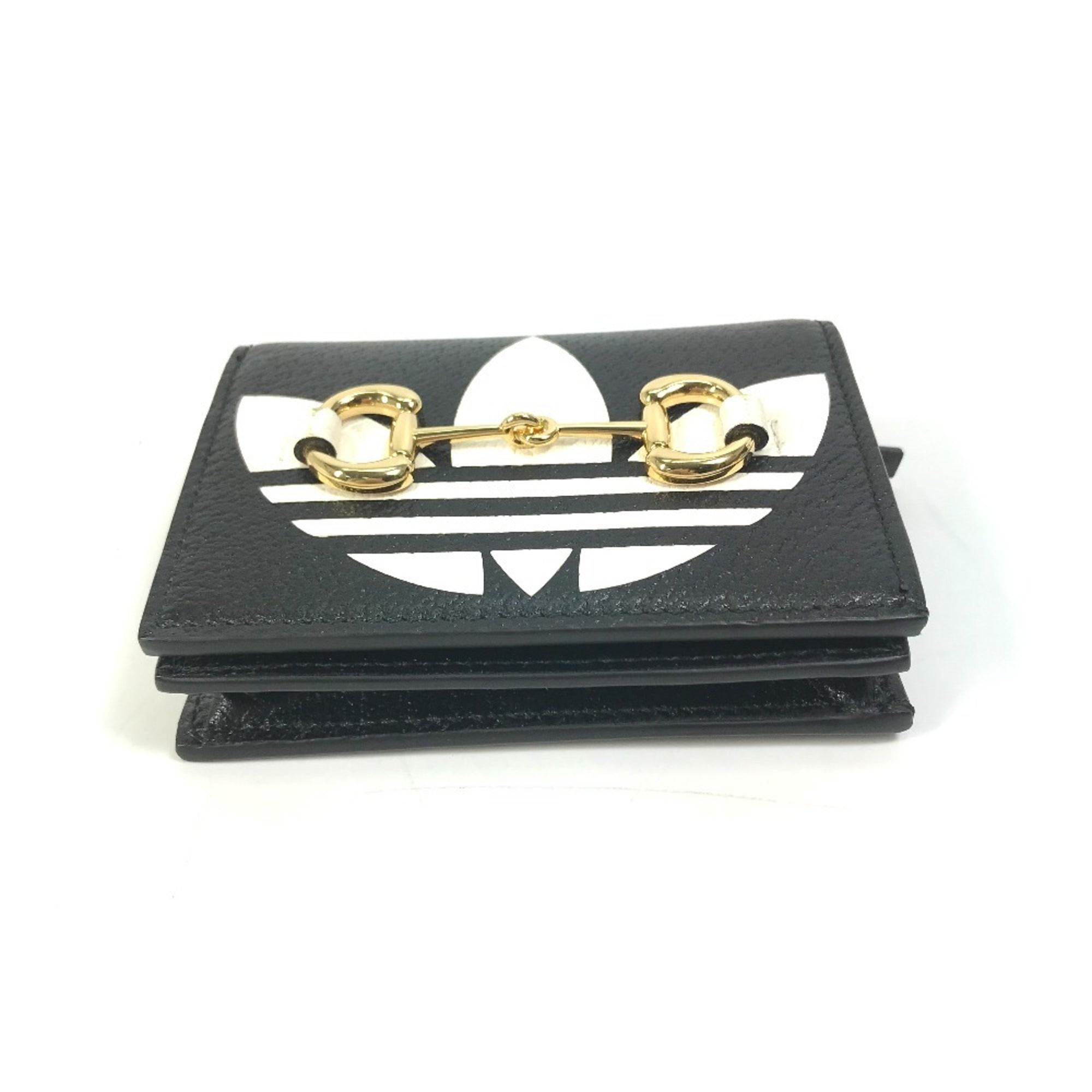Gucci Black White Leather Chain/Shoulder Wallet (Pre-Owned)