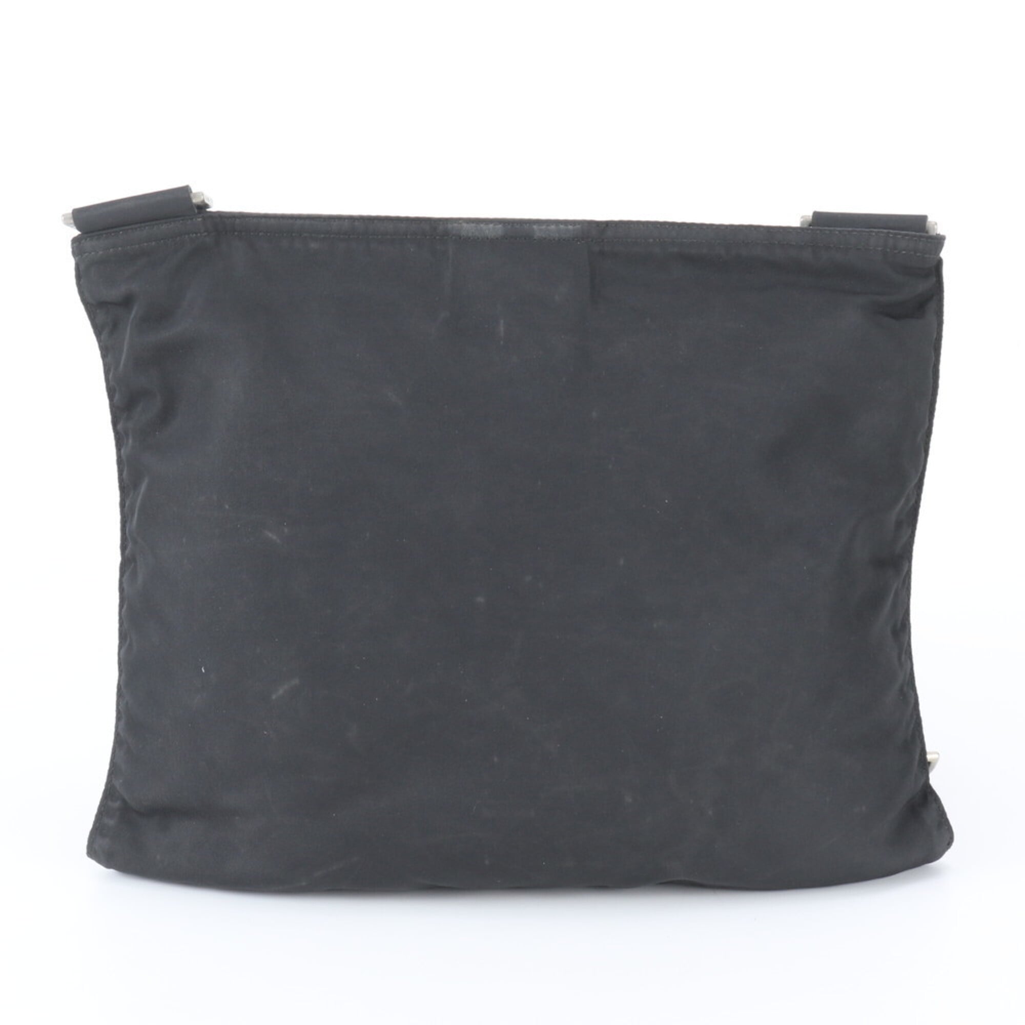 Prada Black Nylon Leather Messenger Bag Shoulder Bag (Pre-Owned)