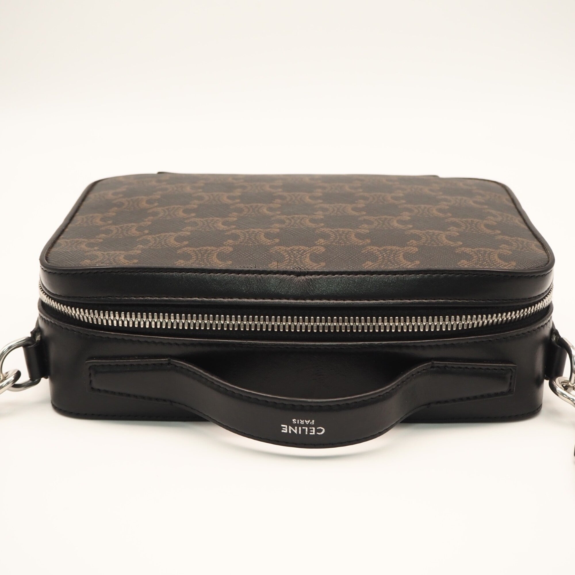 Celine Black Brown Coated Canvas Leather Shoulder Bag (Pre-Owned)
