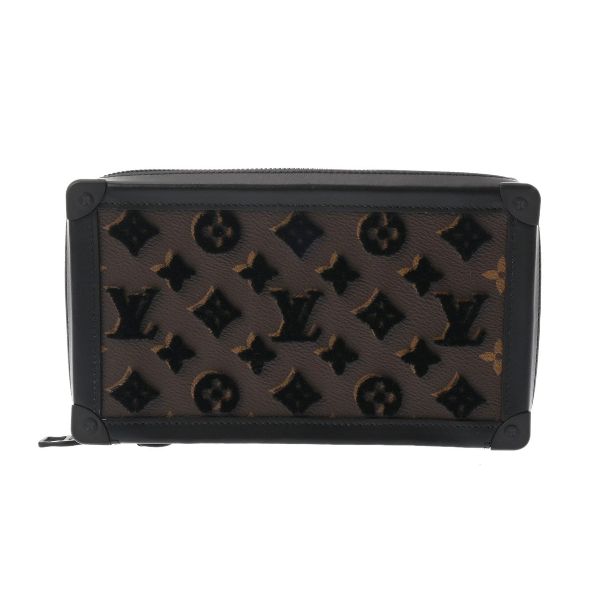 Louis Vuitton Black Brown Monogram Clutch Bag (Pre-Owned)