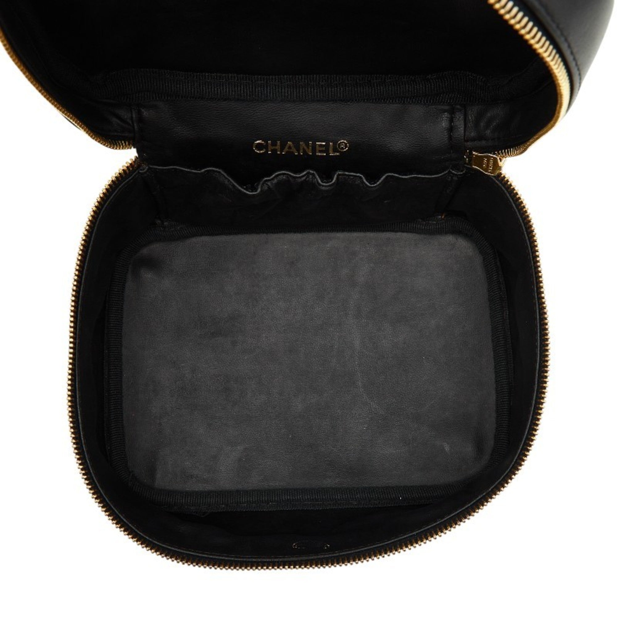 Chanel Black Leather Handbag Vanity Bag (Pre-Owned)