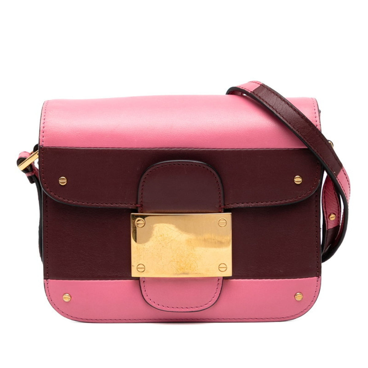 Valentino Pink Red Color Wine Leather Shoulder Bag (Pre-Owned)