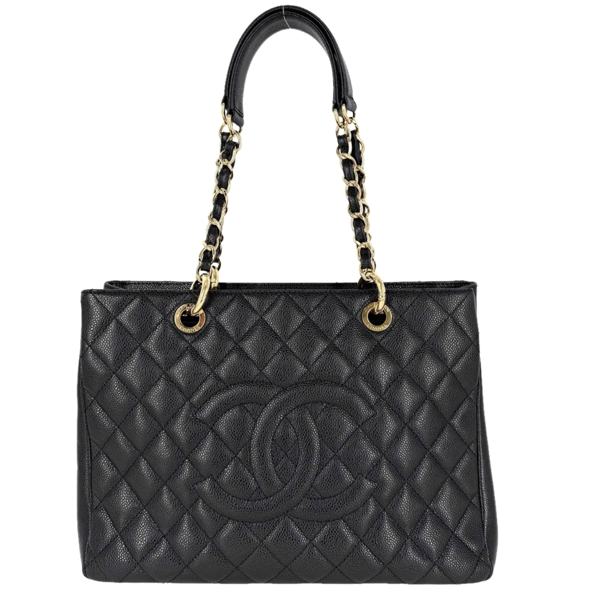 Chanel Matelasse Black Grained Calfskin Handbag (Pre-Owned)