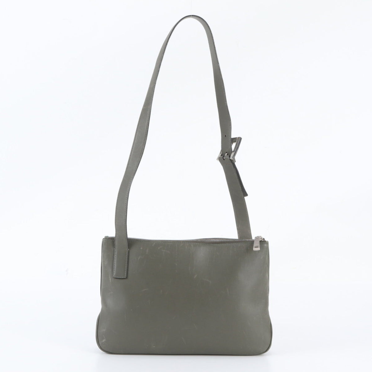 Bally Gray Leather Handbag Shoulder Bag Tote Bag (Pre-Owned)