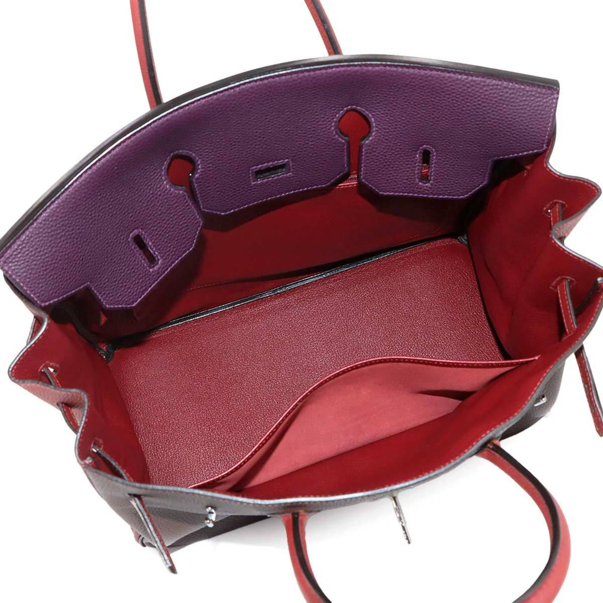 Hermes Chocolat Raisin Rouge H Togo Leather Handbag (Pre-Owned)