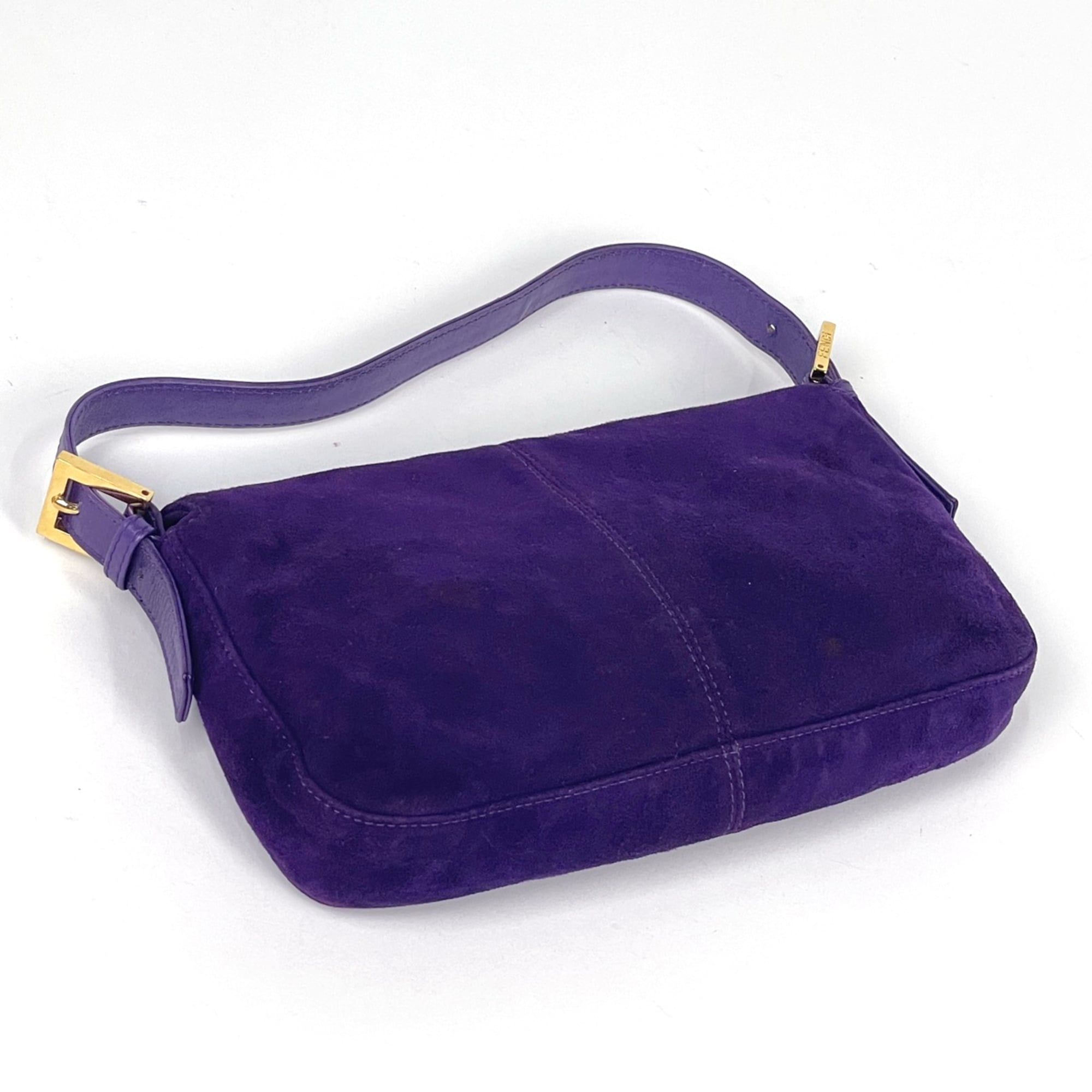 Fendi Purple Suede Leather Shoulder Bag (Pre-Owned)