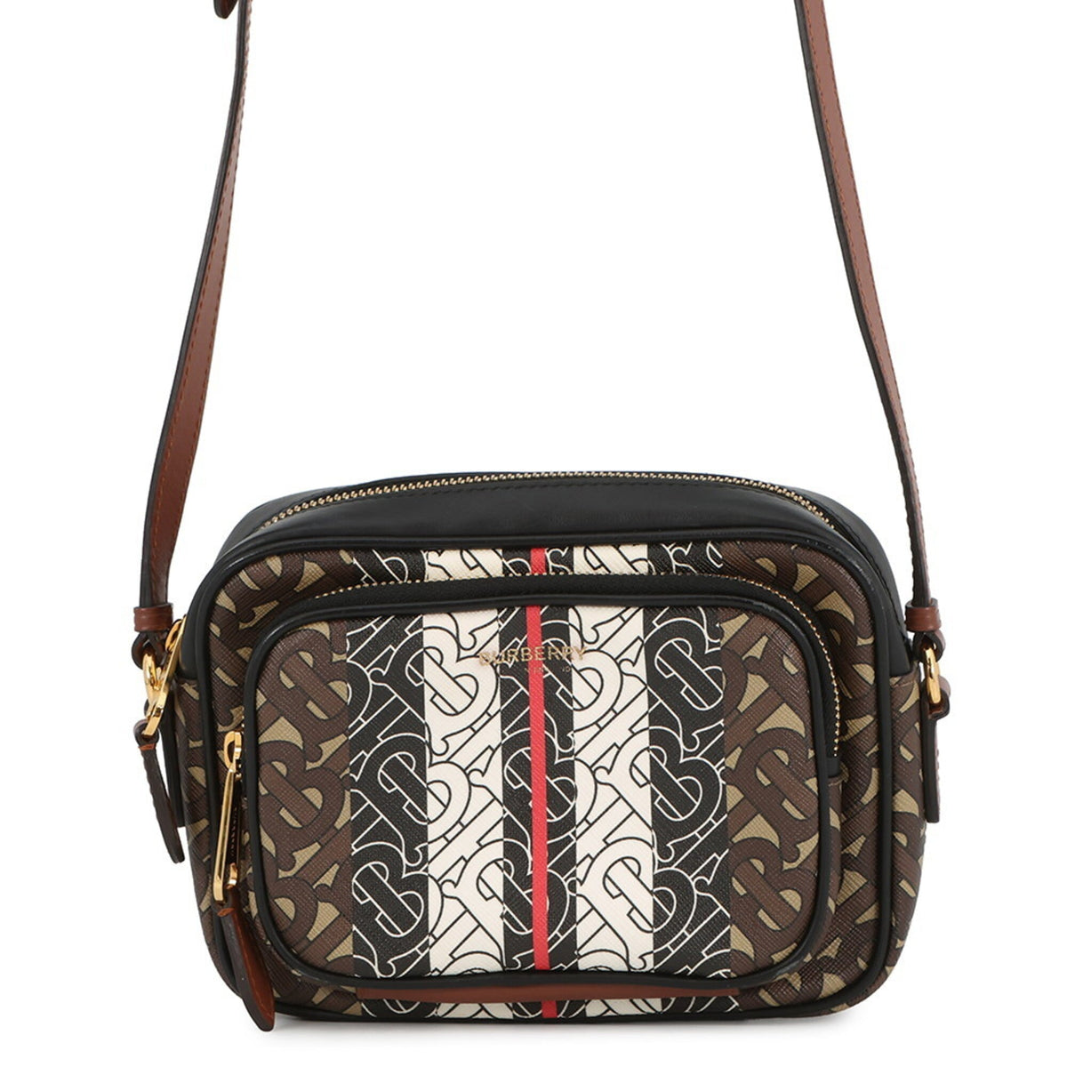 Burberry Black Brown White Leather Pvc Handbag Shoulder Bag (Pre-Owned)