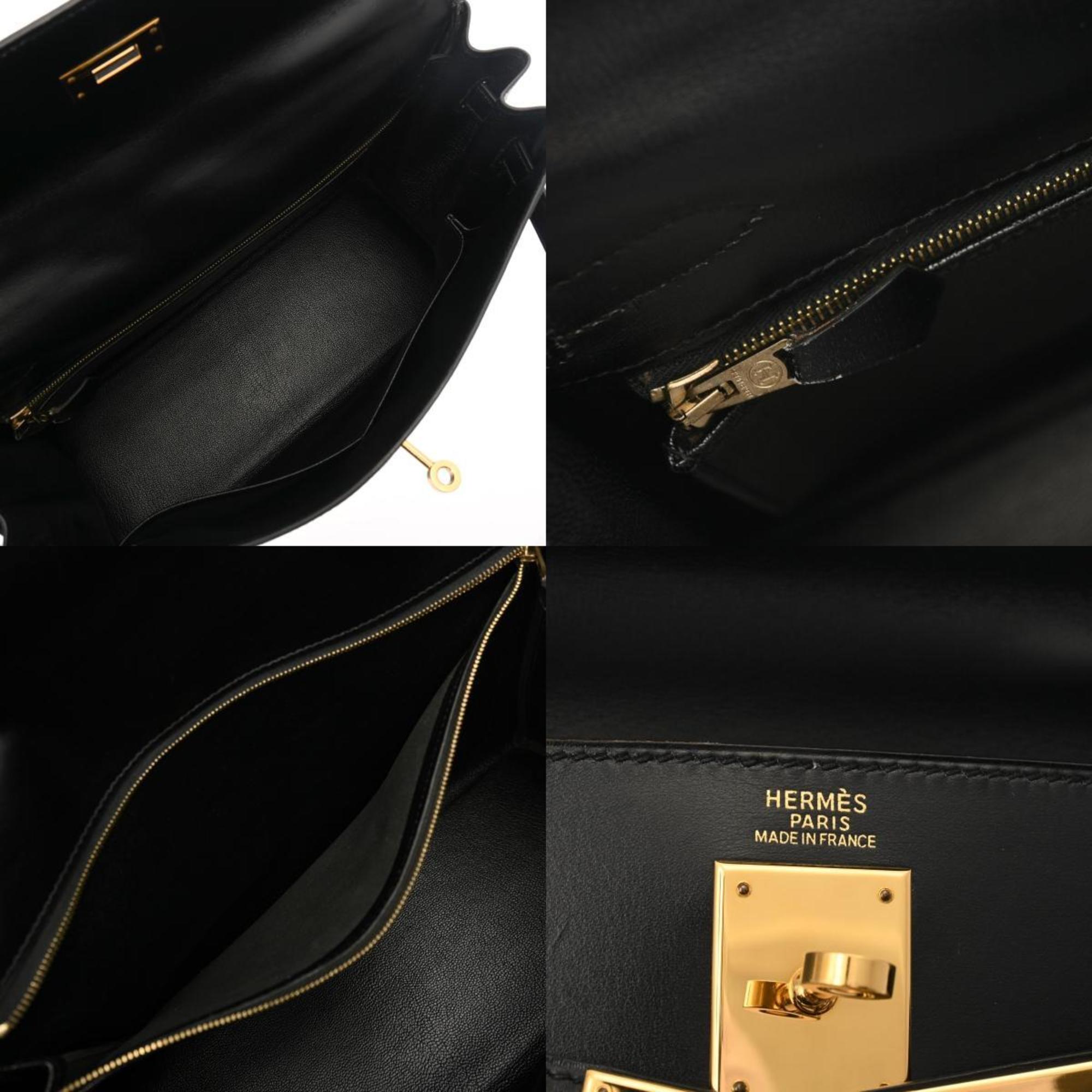 Hermes Black Box Calf Leather Handbag (Pre-Owned)