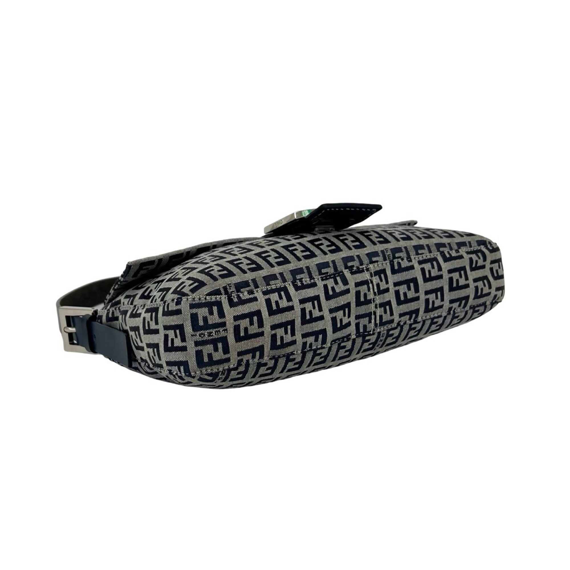 Fendi Navy Canvas Leather Shoulder Bag (Pre-Owned)